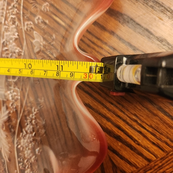 Mikasa Crystal Frosted 17 1/4" Christmas Story Ruffled Pink Rim Canape Platter - Picture 4 of 4